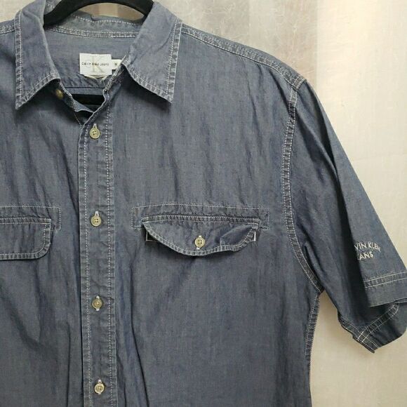 Calvin Klein Jeans Denim Long Sleeve Button Down Shirt Men's Size M - Picture 4 of 10